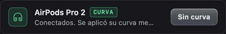 AirPods Pro 2, curva: conectados, se aplicó su curva medida